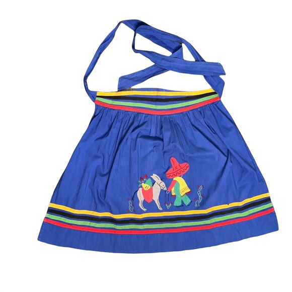 Vintage Mexican Hand Made Apron Appliqué Embroidered Hand Stitched - Picture 2 of 6